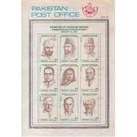 Pakistan Fdc 1991 Brochure Stamps Pioneers of Freedom