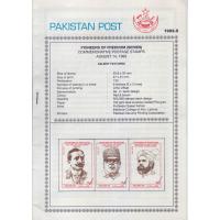 Pakistan Fdc 1993 Brochure Stamps Pioneers of Freedom