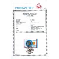 Pakistan Fdc 1994 Brochure Stamp World Population Day