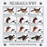 WWF Nicargua 1994 Stamp Sheet Highland Guan Pheasant Bird