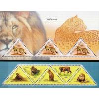 Guinea 2011 Stamps Triangular Cheetah Lions MNH