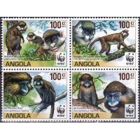 WWF Angola 2011 Stamps Endangered Species Moustached Monkey MNH