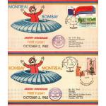 India 2 Fdc First Flight Bombay Montreal Bombay